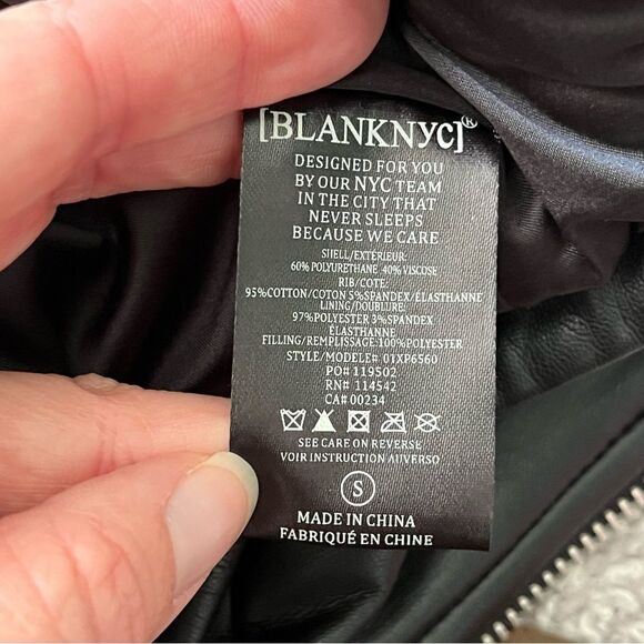 Blank NYC Quilted Crop Faux Leather Jacket S - Picture 4 of 9